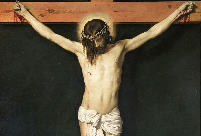 La fe de Jesús clavado en una cruz y escarnecido