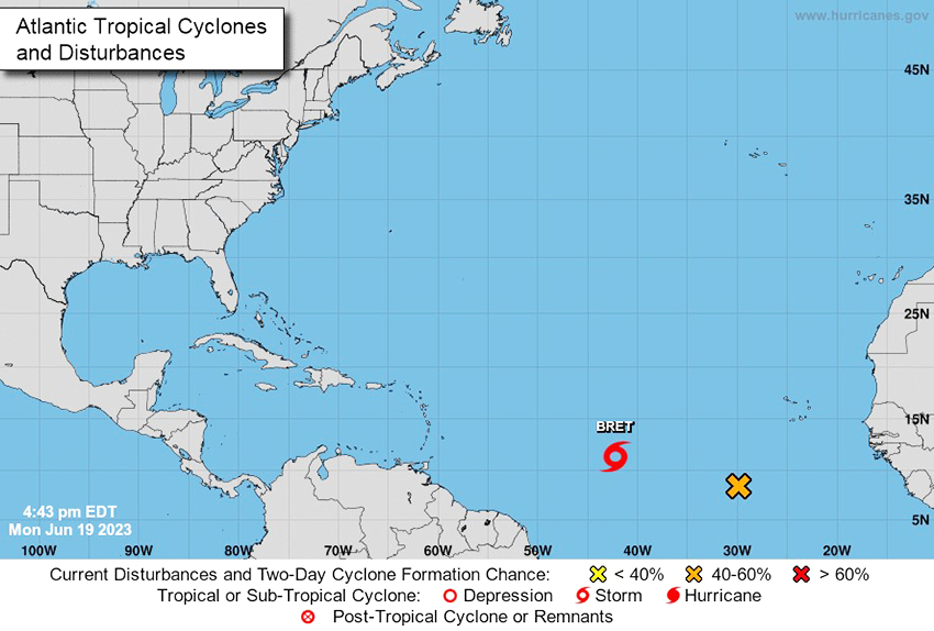 Se forma “Bret” en el Atlántico, será huracán el miércoles
