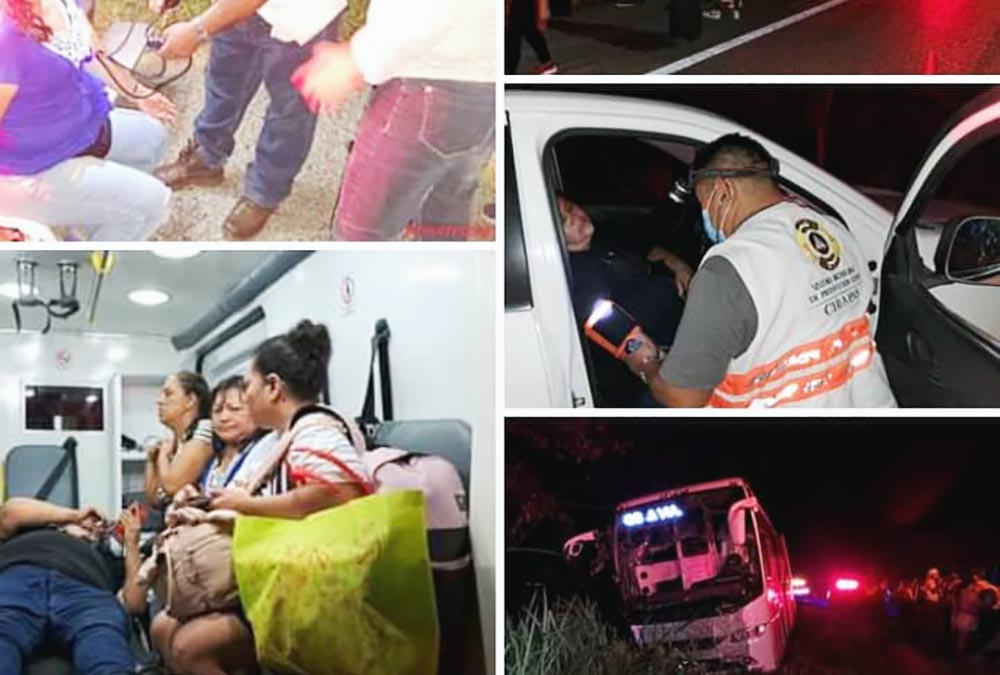 Chocan tráiler y autobús. Cuatro personas lesionadas en Chiapas