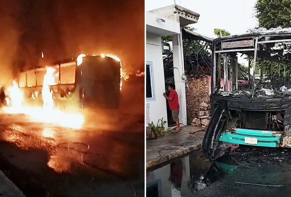 Se incendia autobús con empleados de una empresa de carnes