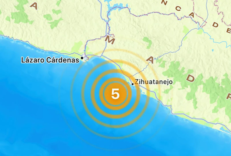Se registra sismo en Zihuatanejo, Guerrero, de magnitud 5.0 mientras pasa huracán Otis